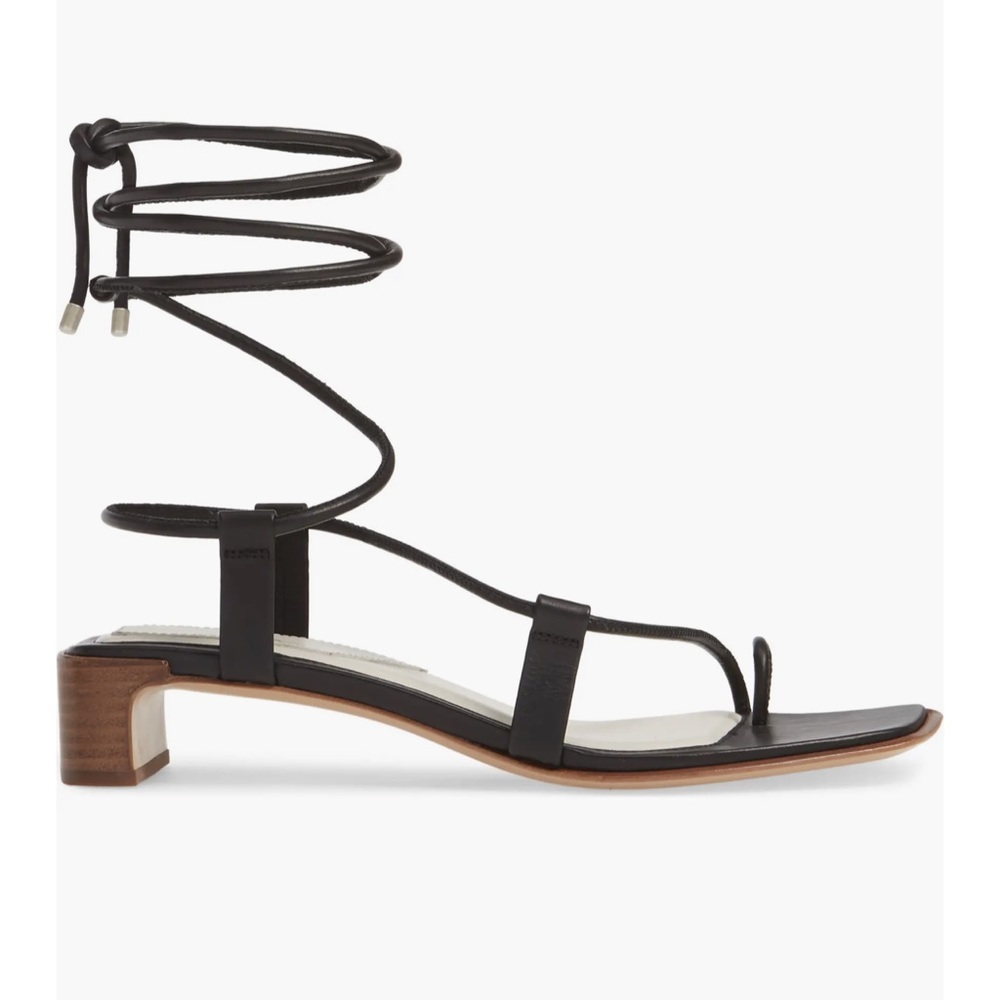 Rag & Bone Cindy Tie leather wrap sandals laced up black  6.5 36.6
